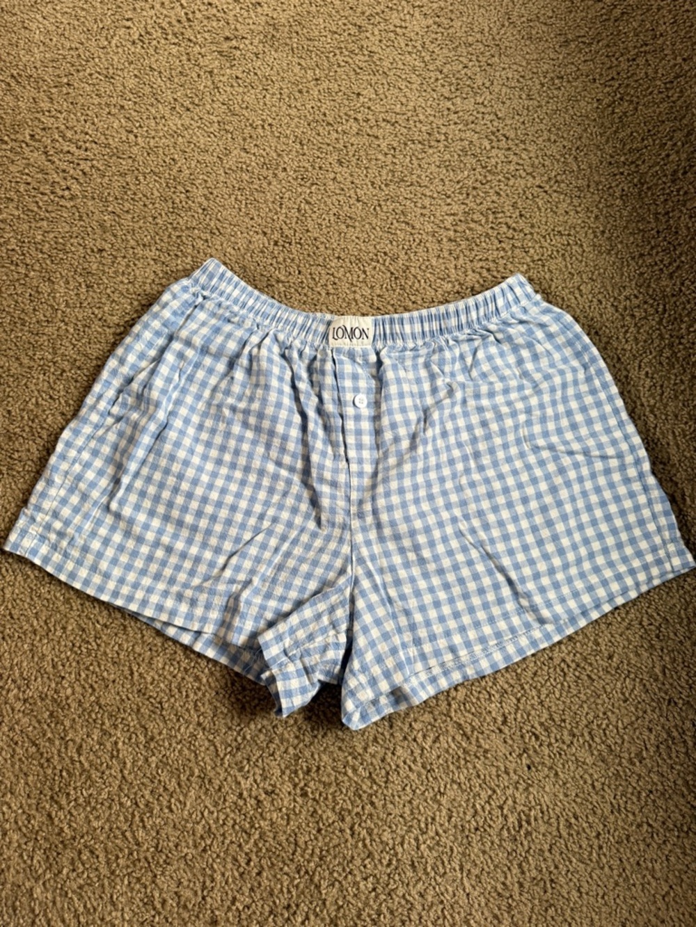 Lomon Blue Gingham Women’s Shorts